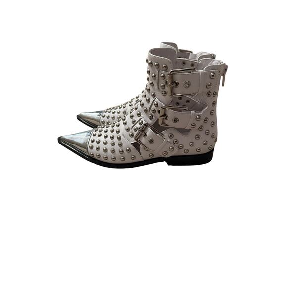 Jeffrey Campbell Trespass Studded Boots White 6 - Picture 3 of 8